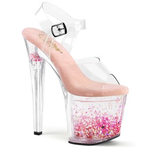 Transparent 19 cm ENCHANT-708AQ1 glitter plateau high heels sandaletten