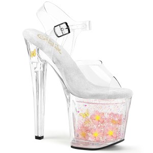 Transparent 19 cm ENCHANT-708AQ1 glitter plateau high heels sandaletten