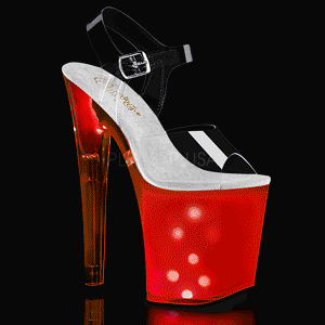 Transparent 20 cm DISCOLITE-808 stripper sandaletten mit LED licht