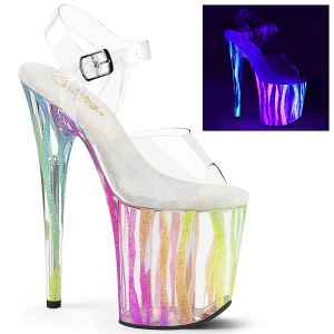 Transparent 20 cm FLAMINGO-808RG-03 glitter plateau high heels