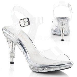 Transparent 9,5 cm IRIS-408 Strass Plateau High Heels