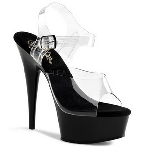 Transparent Schwarz 15 cm Pleaser DELIGHT-608 Plateau High Heels