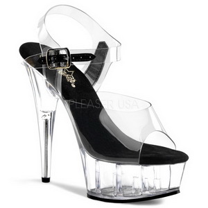 Transparent Schwarz 15 cm Pleaser DELIGHT-608 Plateau High Heels