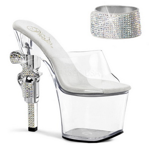 Transparent Strass steine 18 cm REVOLVER-712 Plateau Pistole High Heels