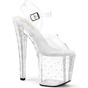 Transparente high heels 19 cm 708RS-01 strass plateau high heels