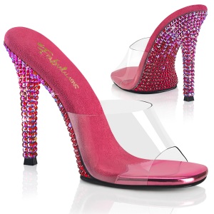 Transparente mules 11,5 cm GALA-01DMM Pink strass high heels mules