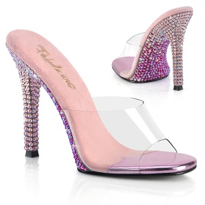 Transparente mules 11,5 cm GALA-01DMM Rosa strass high heels mules