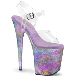 Transparente plateau 20 cm FLAMINGO Lavendel high heels sandaletten