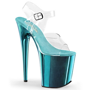 Turquoise 20 cm FLAMINGO-808 Chrome Platform High Heels