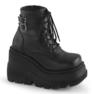 Vegan 11,5 cm SHAKER-52 DemoniaCult wedge plateauboots schwarz