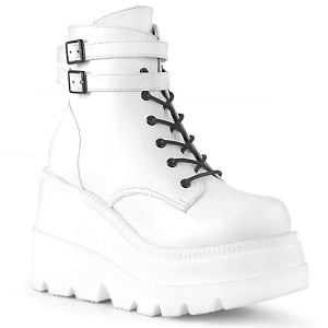 Vegan 11,5 cm SHAKER-52 DemoniaCult wedge plateauboots weiss