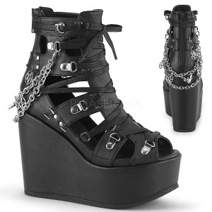 Vegan 12,5 cm POISON-95 wedge plateau ankle booties