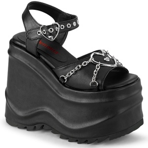 Vegan 15 cm DemoniaCult WAVE-09 lolita plateau wedge sandaletten