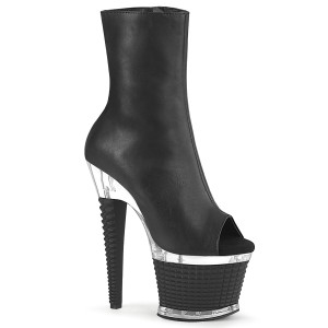 Vegan 18 cm SPECTATOR-1012 exotic platform peeptoe boots schwarz