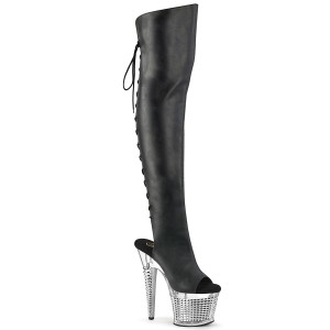 Vegan 18 cm SPECTATOR-3019-2 Schwarze overknee high heels stiefel