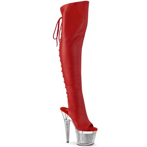 Vegan 18 cm SPECTATOR-3019 Rote overknee high heels stiefel