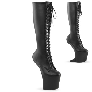 Vegan 20 cm CRAZE-2023 Heelless damenstiefel pony heels schwarze