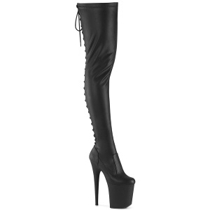 Vegan 20 cm FLAMINGO-3850 high heeled thigh high boots with lace up
