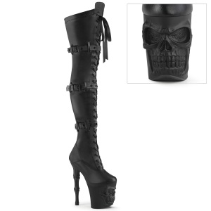 Vegan 20 cm RAPTURE-3028 totenkopf plateau overknee high heels stiefel