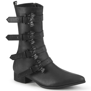 Vegan WARLOCK-110-B demoniacult pointed boots - mens winklepicker boots 4 buckles