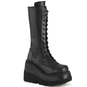 Vegan plateaustiefel 11,5 cm SHAKER-72 gothic schnürstiefel damen schwarz