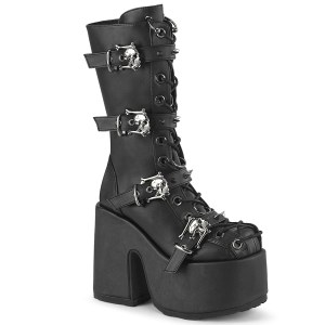 Vegan schwarze blockabsatz 13 cm CAMEL-115 chunky plateaustiefel