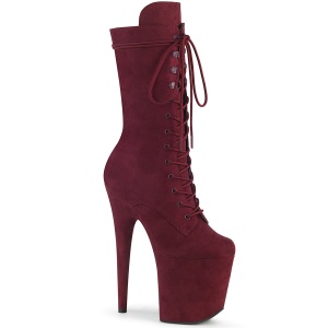 Vegan suede 20 cm FLAMINGO-1050FS Exotic pole dance boots in bordo