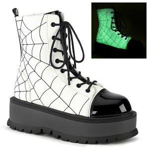 Vegan weiss 5 cm SLACKER-88 Demonia stiefeletten mit plateau