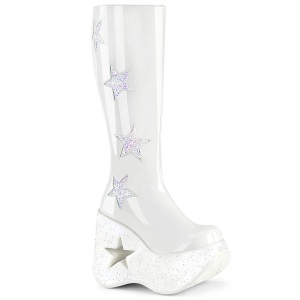 Vegan white 13 cm DYNAMITE-218 emo punk platform wedges boots