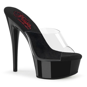 Vinyl 15 cm EXCITE-601 Schwarze high heels mules