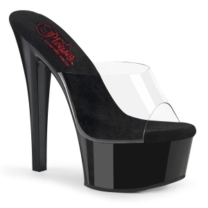 Vinyl 15 cm GLEAM-601 Schwarze high heels mules