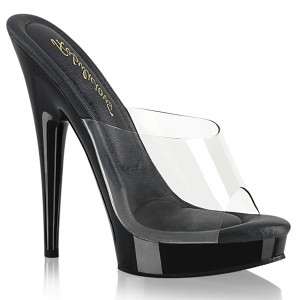 Vinyl 15 cm SULTRY-601 Schwarze high heels mules