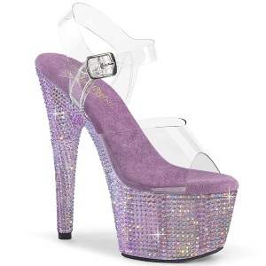 Violett 18 cm BEJEWELED-708RRS pole dance high heels schuhe strass plateau