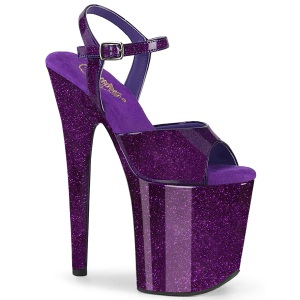 Violett 20 cm FLAMINGO-809GP glitter plateau high heels sandaletten