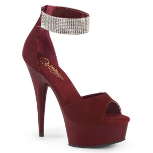 Weinrot 15 cm DELIGHT-625 pleaser high heels mit knöchelriemen