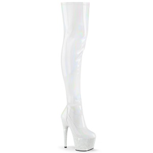 Weiss 18 cm BEJ-3000-7 Hologramm poledance overknee lackstiefel