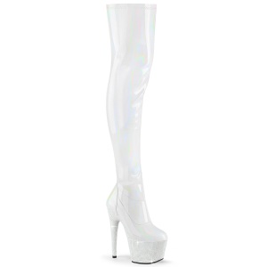 Weiss 18 cm BEJ-3000-7 Hologramm poledance overknee lackstiefel