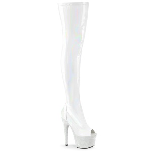 Weiss 18 cm BEJ-3011-7 Hologramm poledance overknee lackstiefel