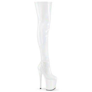 Weiss 20 cm FLAMINGO-3000HWR Hologramm poledance overkneestiefel