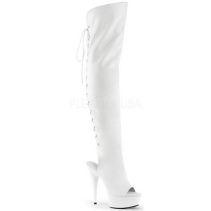 Weiss Kunstleder 15 cm DELIGHT-3019 overknee stiefel mit plateausohle