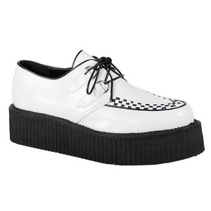 Weiss Kunstleder V-CREEPER-502 Plateau Creepers Schuhe Herren
