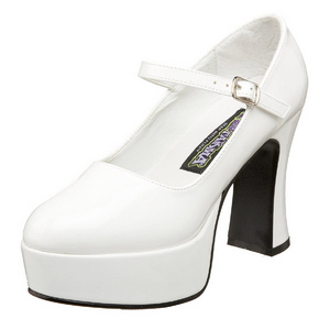 Weiss Lack 11 cm MARYJANE-50 Mary Jane Plateau Pumps