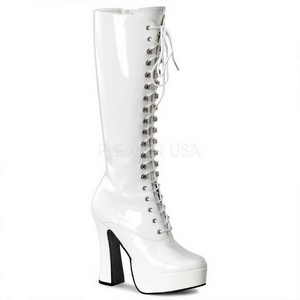 Weiss Lack 13 cm ELECTRA-2020 High Heels Damenstiefel für Männer