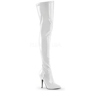 Weiss Lack 13 cm SEDUCE-3000 Overknee Stiefel für Männer