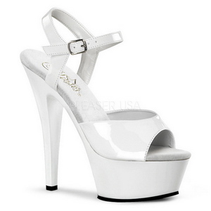 Weiss Lack 15 cm KISS-209 Plateau High Heel Schuhe