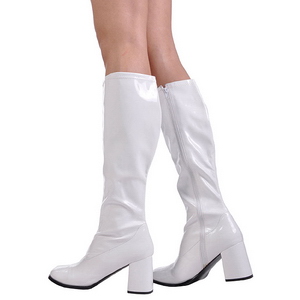 Weiss Lack 7,5 cm GOGO-300 High Heels Damenstiefel für Männer