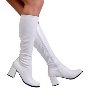 Weiss Matt 7,5 cm GOGO-300 High Heels Damenstiefel für Männer