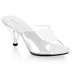 Weiss Transparent 8 cm BELLE-301 Damen Mules Schuhe