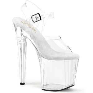 Weiss transparent 19 cm ENCHANT-708 plateauschuhe high heels