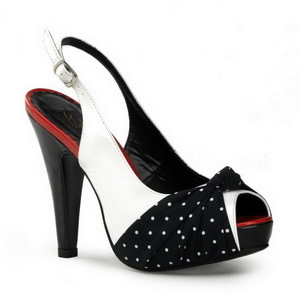 Weisse Punkten 12 cm retro vintage BETTIE-09 Plateau Damenpumps